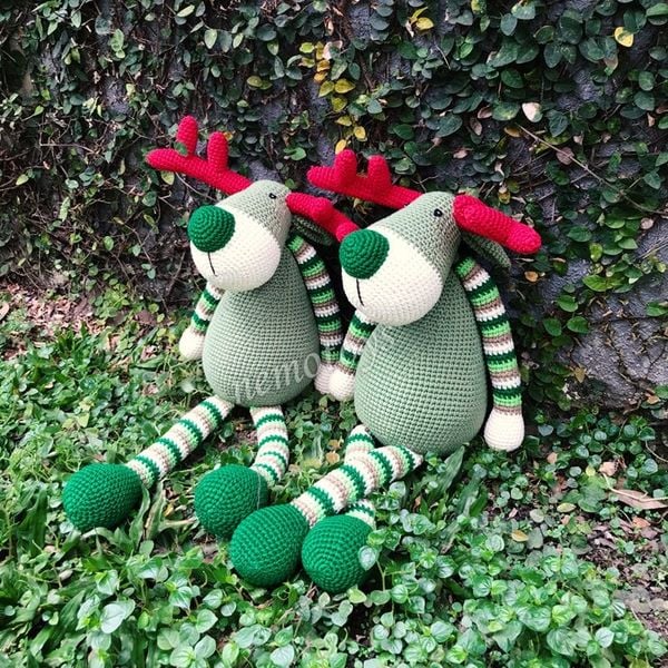  TUẦN LỘC XANH LÁ - 48CM - Thú bông bằng len handmade, Thú len nhồi bông Amigurumi 