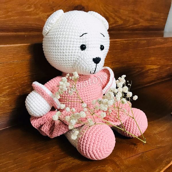  GẤU HỒNG - Thú bông bằng len handmade, Thú len Amigurumi, Búp bê len handmade 