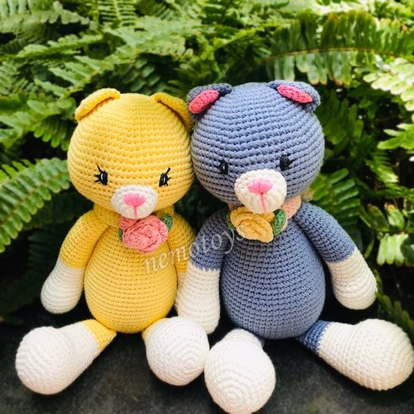  MÈO HOAHOA (34CM) - Thú bông bằng len handmade, Thú len Amigurumi, Búp bê len handmade 