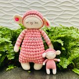  SET CỪU MẸ ,CON HỒNG (40CM,15CM) - Thú bông bằng len handmade, Thú len Amigurumi, Búp bê len handmade 