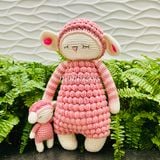  SET CỪU MẸ ,CON HỒNG (40CM,15CM) - Thú bông bằng len handmade, Thú len Amigurumi, Búp bê len handmade 