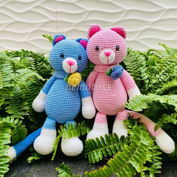  MÈO HOAHOA (34CM)  -Thú bông bằng len handmade, Thú len Amigurumi, Búp bê len handmade 