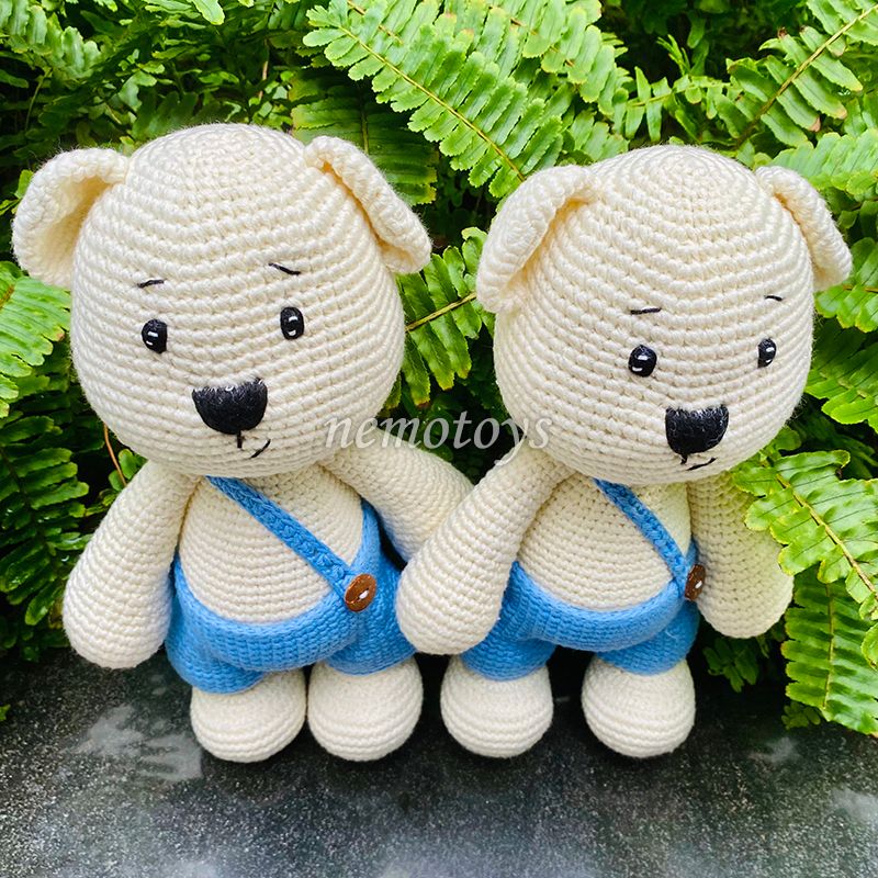  GẤU QUẦN XANH (30CM) - Thú bông bằng len handmade, Thú len Amigurumi, Búp bê len handmade 