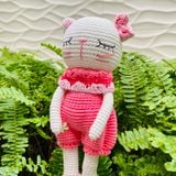  MÈO MYMY TẤT SỌC 35CM - Thú bông bằng len handmade, Thú len Amigurumi, Búp bê len handmade 