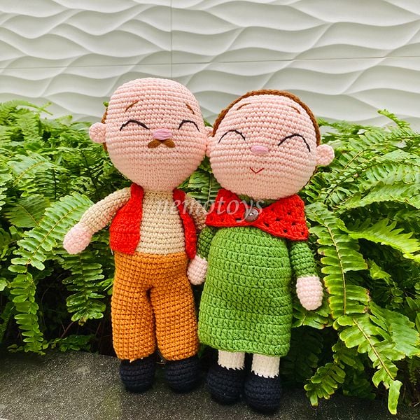  ÔNG GIÀ BÀ GIÀ (35CM) - Thú bông bằng len handmade, Thú len Amigurumi, Búp bê len handmade 