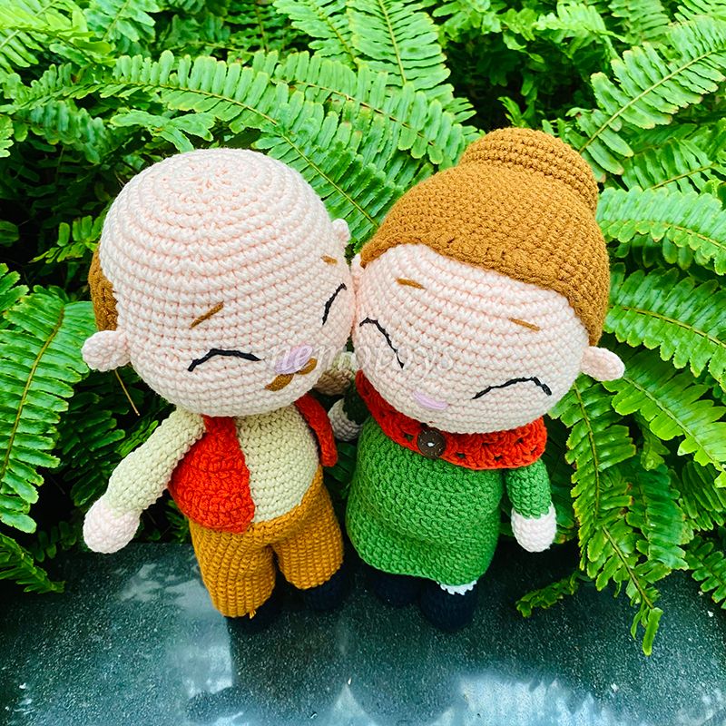  ÔNG GIÀ BÀ GIÀ (35CM) - Thú bông bằng len handmade, Thú len Amigurumi, Búp bê len handmade 