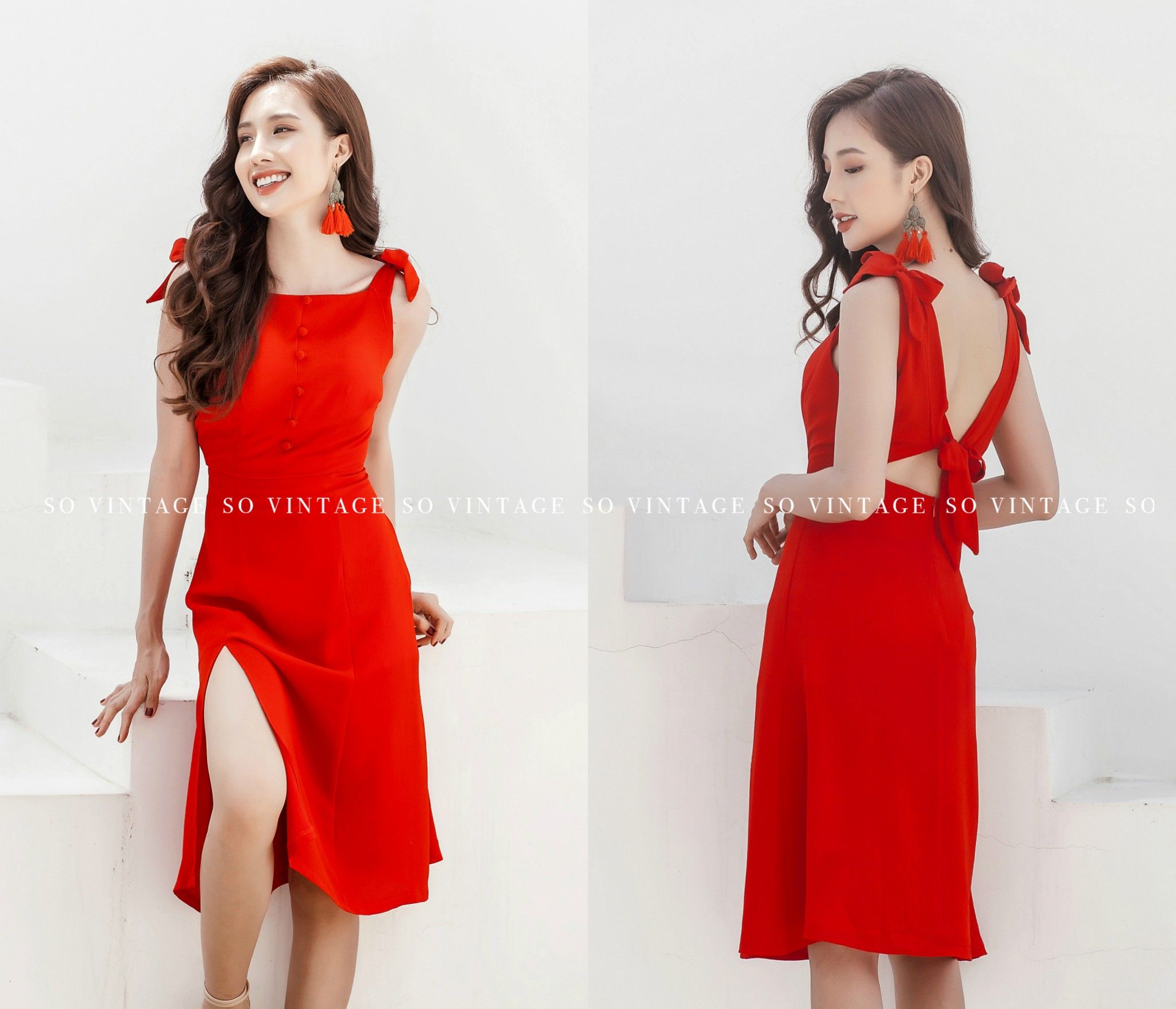 Đầm hoa nhí đỏ Váy hoa nhí vintage dài Cao Cấp may 2 lớp  MiNhi  MiNhi  Fashion