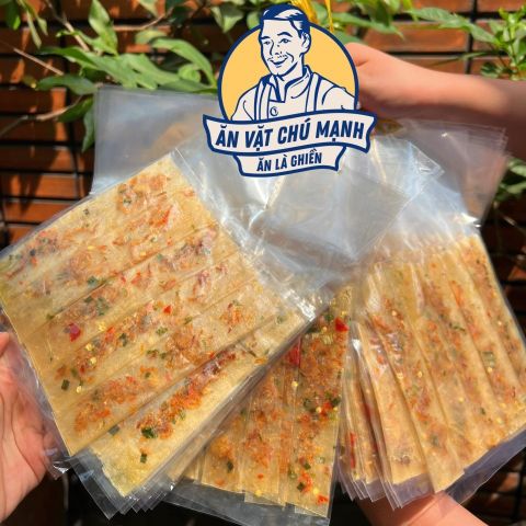 Bánh Tráng Dẻo Phơi Sương Cuộn Ruốc Hành Phi Xâu 10 Bịch (Kèm Chai Sốt Tắc)