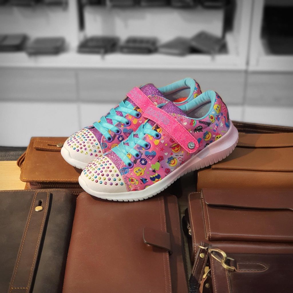 Giày Skech.e.r.s trẻ em quai dán mặt cười - Đỏ