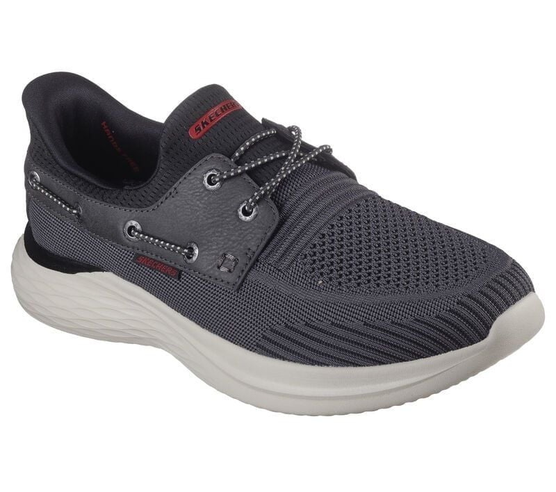 Giày thể thao Skech Slip- Ins cổ chun dây giả- Đen ghi