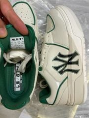Giày Skeakers nam nữ NY đế cao - Trắng viền xanh lá