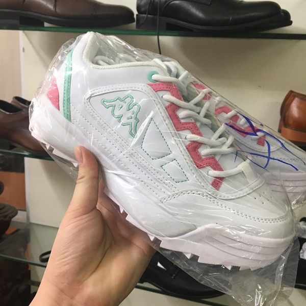 Giày Sneakers Kappa xuất dư xịn- Trắng viền hồng