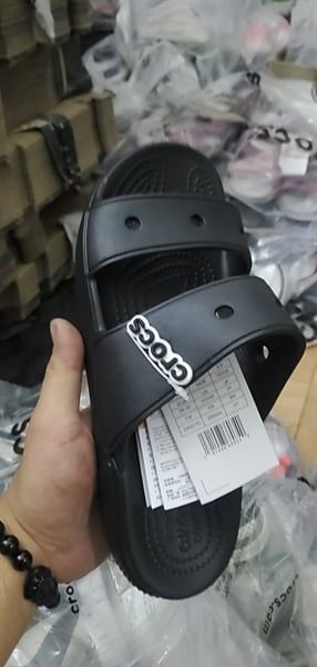 Dép Crocs 2 quai ngang - Đen