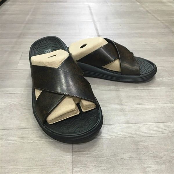 Dép da thật ngoại cỡ Skechers- Nâu đậm