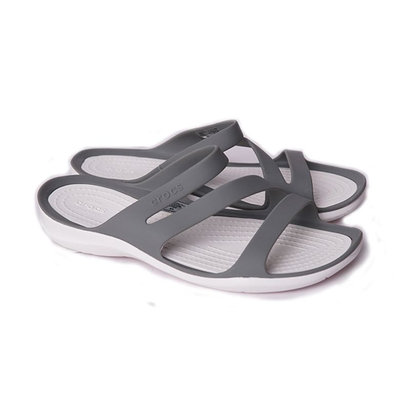 Dép Sandal nữ Crocs 3 quai chéo- Ghi