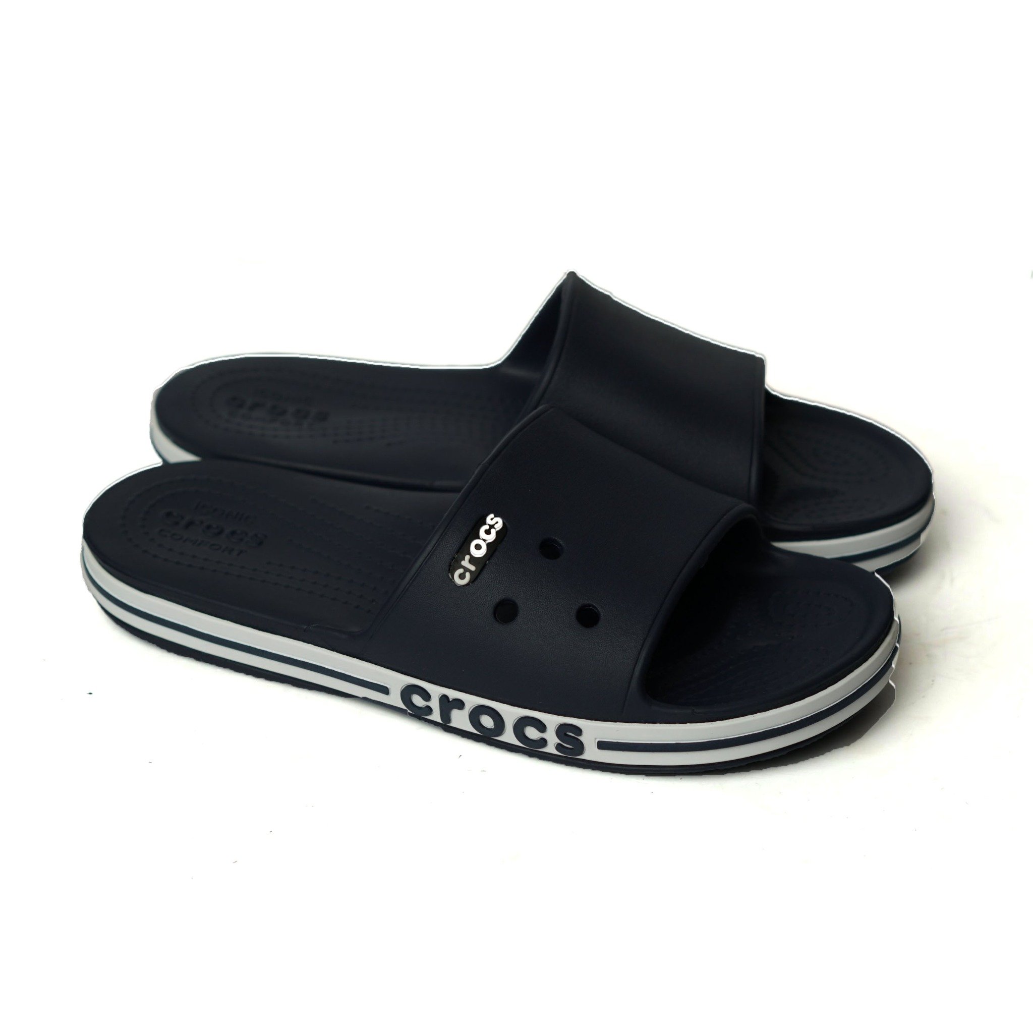 Dép Crocs quai ngang xuất dư- Xanh navy – Lạ Sneakers