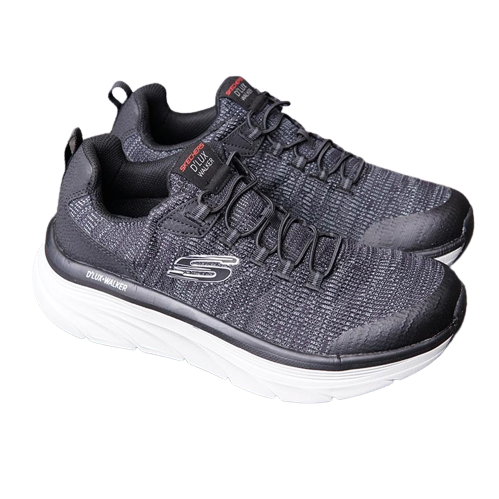 Giày Skech ngoại cỡ cổ chun D'Lux Walker Đen ghi đế xám