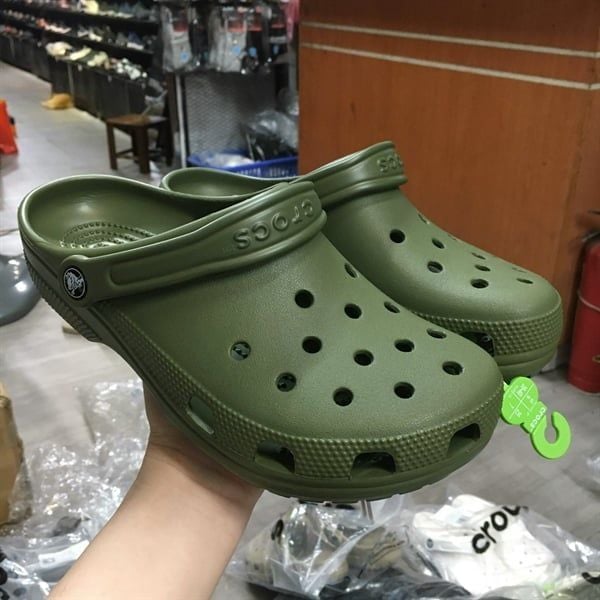 Giày sục Crocs nam nữ xuất dư - Xanh bộ đội