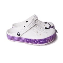 Giày sục Crocs nữ xuất khẩu - Trắng viền tím