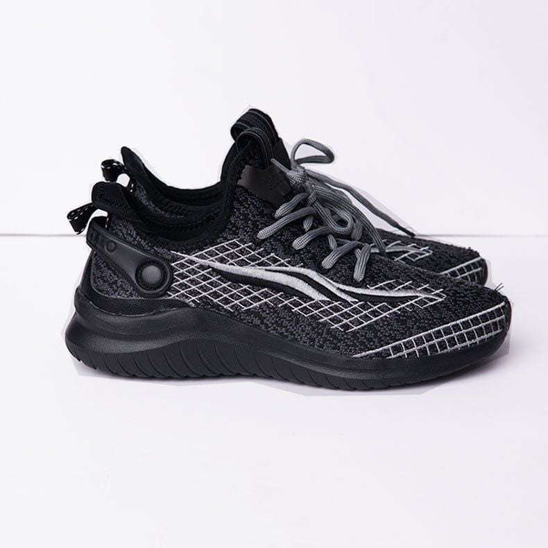 Giày thể thao cổ chun xám đế đen- 210195