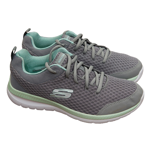 Giày thể thao nữ Skech có dây buộc - Ghi xanh