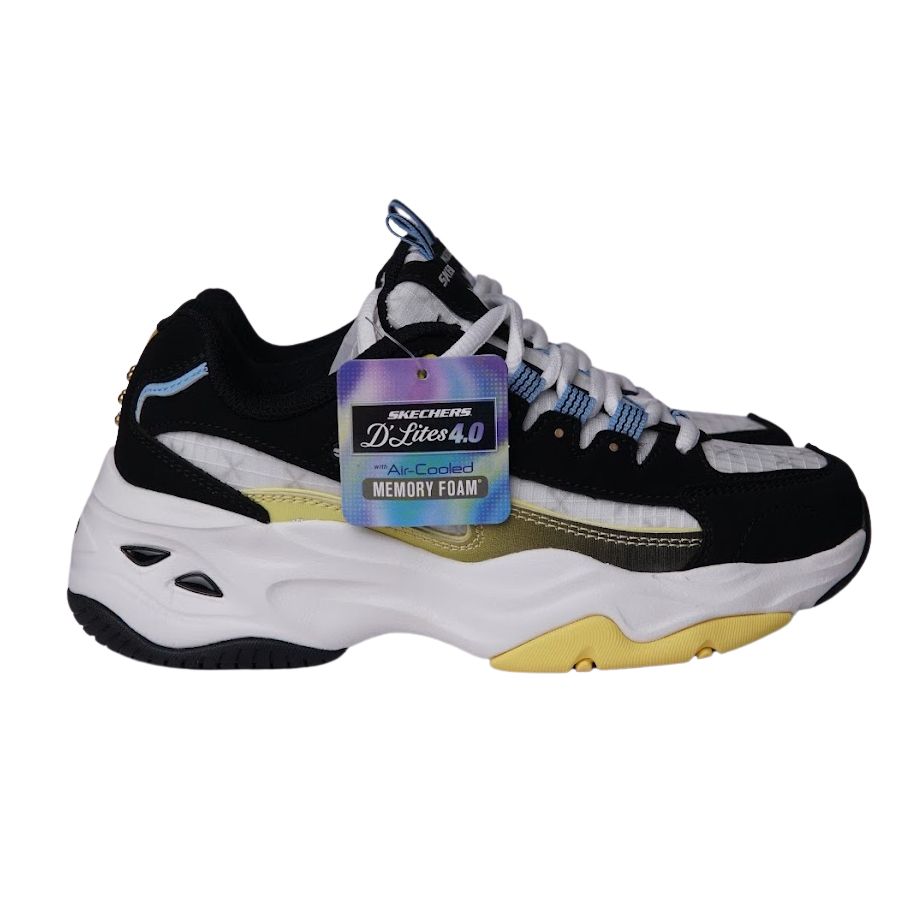 LỖI NHỎ SALE Giày thể thao Skech đế cao D'Lites 4.0- Đen viền vàng