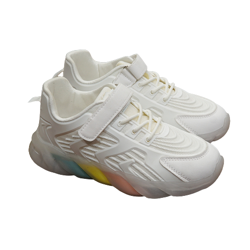 Giày thể thao trẻ em đế cao quai dán- Trắng