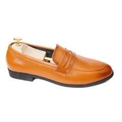 BÁN LỖ Giày lười da công sở có đai ngang- Nâu vàng 76799