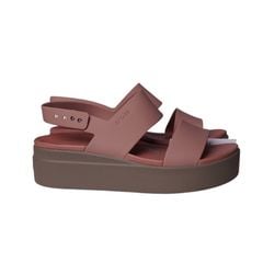 Sandal Crocs độn đế có quai ngang dư xịn- Hồng nhạt