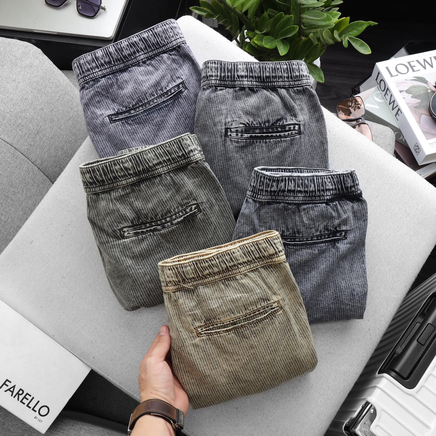  SHORT DENIM SUPER BROS WASH SỌC DÂY RÚT 