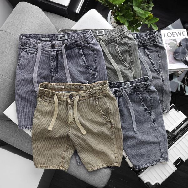  SHORT DENIM SUPER BROS WASH SỌC DÂY RÚT 