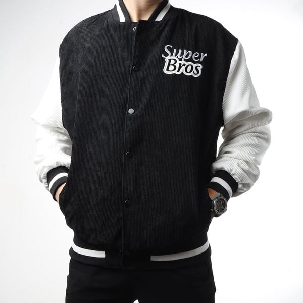  JACKET VARSITY BLACK SUPER BROS 