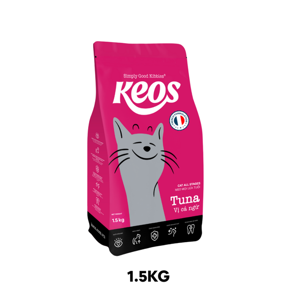 1.5KG - Thức ăn mèo KEOS Tuna - Vị Cá Ngừ, dành cho mèo mọi lứa tuổi Petmall