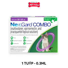 1 Tuýp 0.3ML  -Nhỏ gáy Nexgard Combo for Cats <2.5kg - Ngăn ngừa ve, bọ chét, giun, sán và kí sinh trùng Petmall