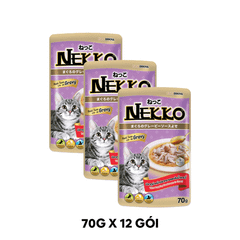 Hộp 12 Gói 70g - Pate mèo NEKKO GRAVY Tuna & Sea Bream - Cá ngừ và Cá tráp Petmall