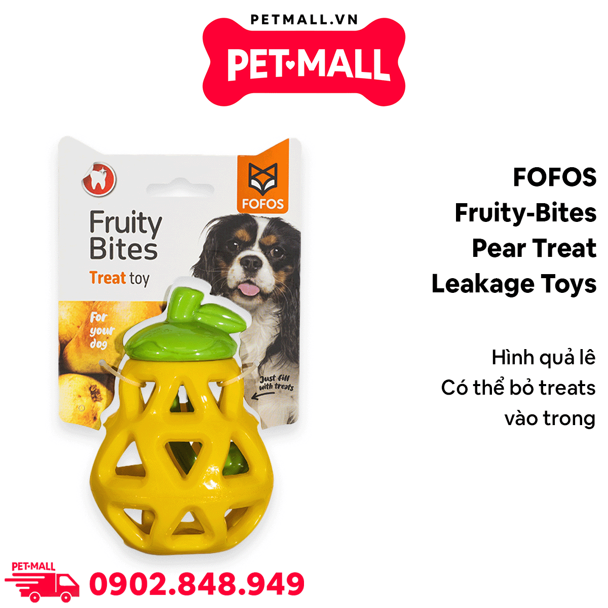 Đồ chơi FOFOS fruity-bites pear treat leakage toys - Hình quả lê đựng treats cho thú cưng chơi đùa Petmall