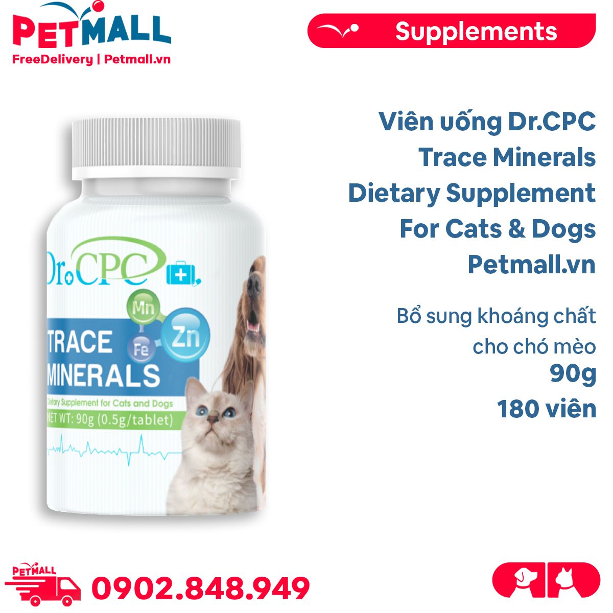 Viên uống Dr.CPC Trace Minerals Dietary Supplement for Cats & Dogs 90g