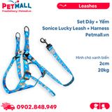 Set Dây + Yếm Sonice Lucky Leash + Harness 20kg - 2cm Hình chó xanh biển Petmall