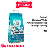 Cát vệ sinh Sanicat Clumping White Active Marseille Soap Bentonite Cat Litter 10L - Hương xà phòng, vón cục và diệt khuẩn Petmall