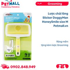 Lược chải lông Slicker DoggyMan HoneySmile size M - Răng mềm, tặng kèm lược Grooming Petmall