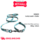 Set Dây + Vòng cổ Sonice Lucky Leash + Collar 30kg - 2.5cm Hình chó mèo xanh lục Petmall