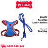 Set dây dắt + yếm SONICE Rope dog leash + harness size 20kg - Xanh Petmall