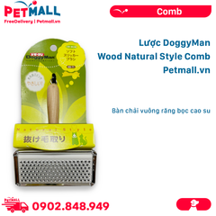 Lược DoggyMan Wood Natural Style Comb - Bàn chải vuông răng bọc cao su Petmall