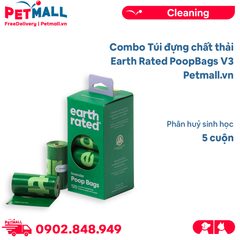 Combo Túi đựng chất thải Earth Rated PoopBags V3 - 5 cuộn - Phân huỷ sinh học Petmall