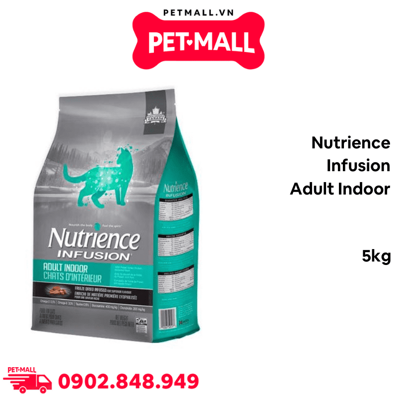 Thức ăn mèo Nutrience Infusion Adult Indoor thịt gà rau củ 5kg - Dành cho mèo trưởng thành Petmall