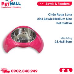 Chén Rogz Luna 2in1 Bowlz Medium Size | 23.4x5.8cm - Màu hồng Petmall
