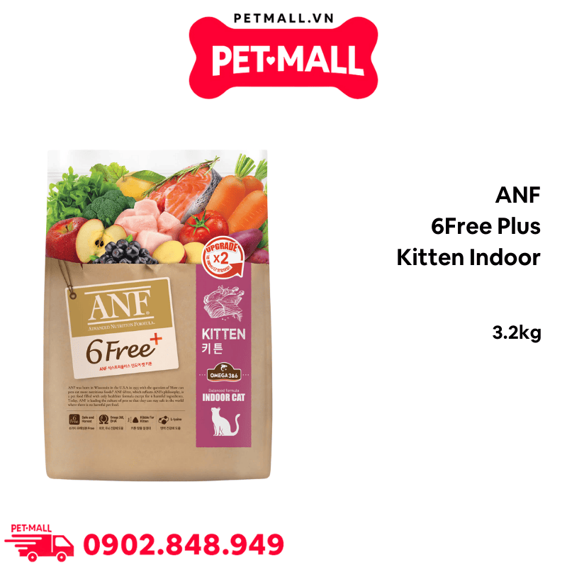 3.2KG - Thức ăn mèo ANF 6Free Plus Kitten Indoor - Bổ sung Omega 3&6 cho mèo con Petmall