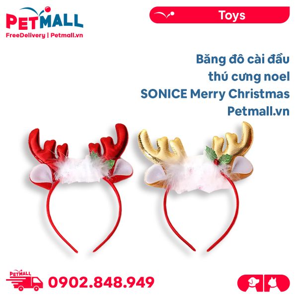 Băng đô cài đầu thú cưng noel SONICE Merry Christmas Petmall