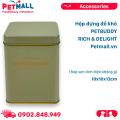 Hộp đựng đồ khô PETBUDDY RICH & DELIGHT 10x10x13cm - Thép sơn tĩnh điện không gỉ Petmall