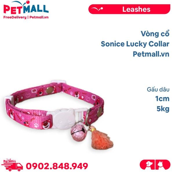 Vòng cổ Sonice Lucky Collar 5kg - 1cm Gấu dâu Petmall